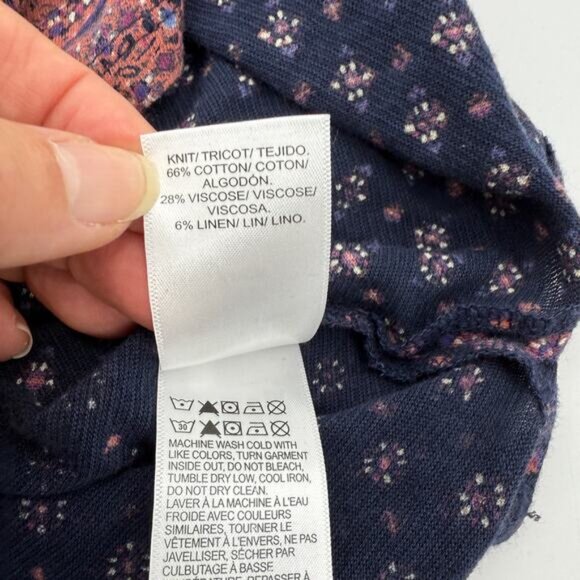 LUCKY BRAND Shirt Women's Size S  Boho Floral Print Relaxed Blouse Casual Top - Picture 5 of 8